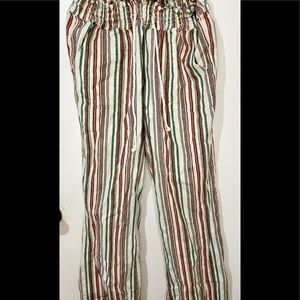 Roxy Oceanside Flared Pants Pink Size M - 85% Cotton, 15% Linen